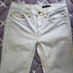 Roberto Cavalli Women Jeans IT 40 White Gold Hardware Leopard Trim HP1229 DE001